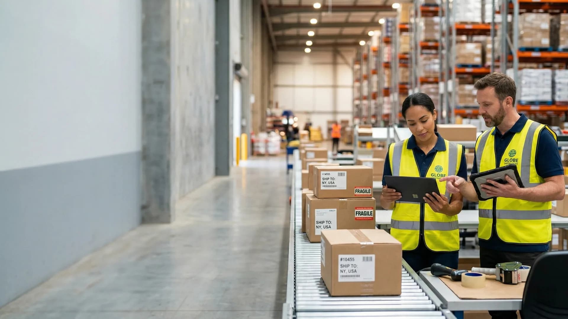 Warehouse workers managing order fulfillment